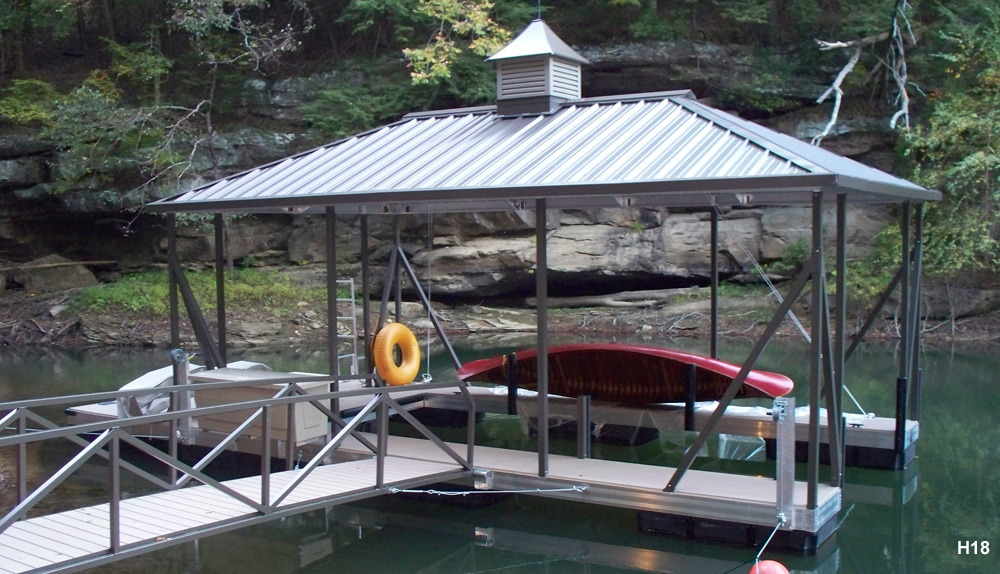  Systems Hip Roof Boat Dock H18 | Flotation Systems Aluminum Boat Docks