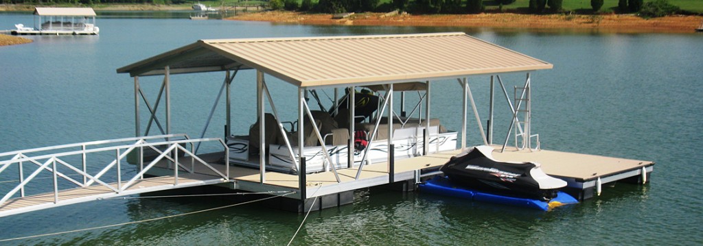 flotation systems gable roof covered boat dock 1 | Flotation Systems ...