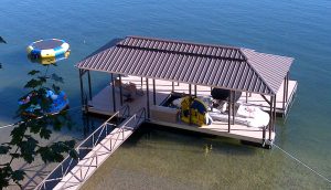 Flotation Systems Aluminum Boat Docks - Hip Roof Boat Docks